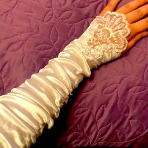 White bridal satin sleeves